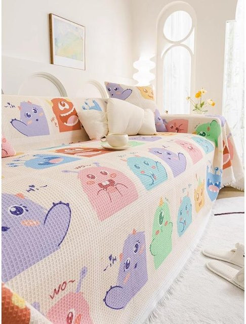 Super Six Sofaüberwurf mit Waffelmuster in Multicolour, geometrisches Design aus Polyester, B/H: 180 x 130 cm - Bild 1