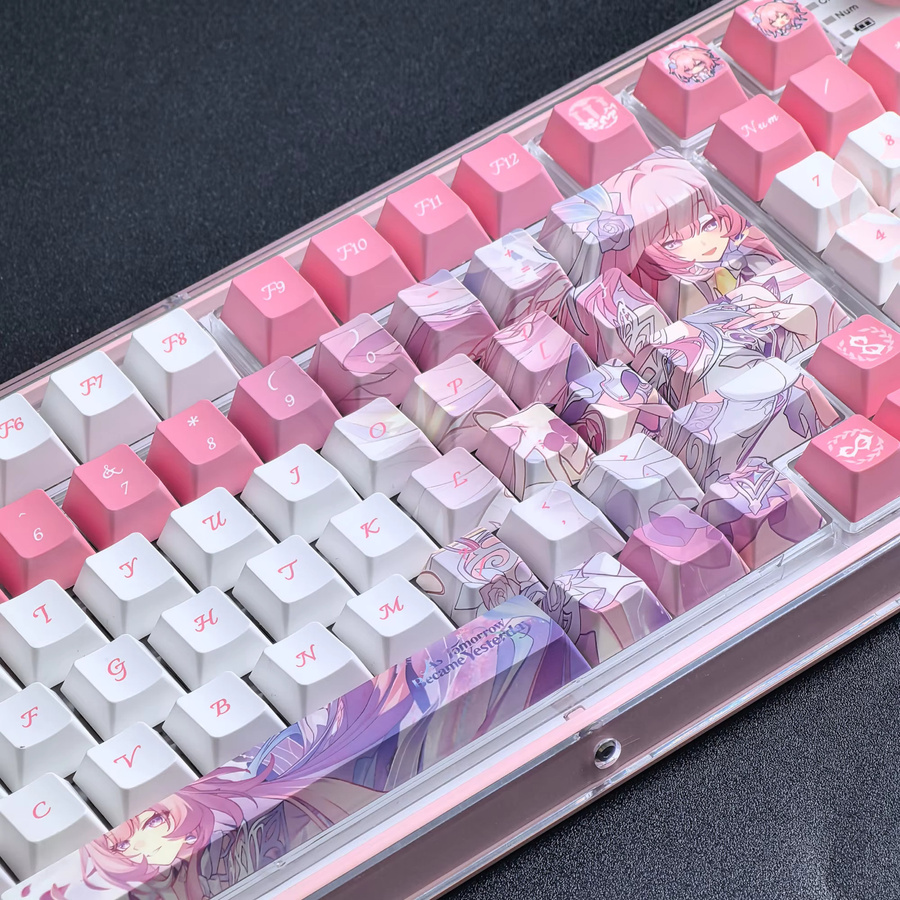 Cyrene Tastenkappen Cherry Profile Honkai Star Rail Anime Design in Pink aus PBT mit Fünfseitiger Sublimation für deine Tastatur - Bild 3