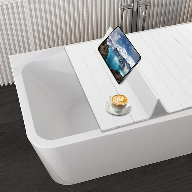 Bymaocar Faltbare Badewannenabdeckung in Weiß, Wasser- und Feuchtigkeitsbeständig sowie Flammhemmend, B/H: 170 x 70 cm - Bild 1