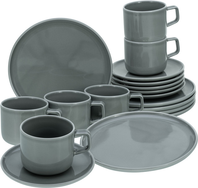 CreaTable Kaffeeservice Chef Collection aus Porzellan, 18-teilig, grau - Bild 1