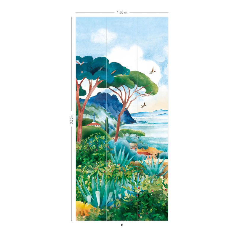Isidore Leroy Wandtattoo Cap Corse Mural Panel B in Multicolour mit botanischem Naturmotiv und mediterranem Design, Breite: 330 cm, Höhe: 150 cm - Bild 2