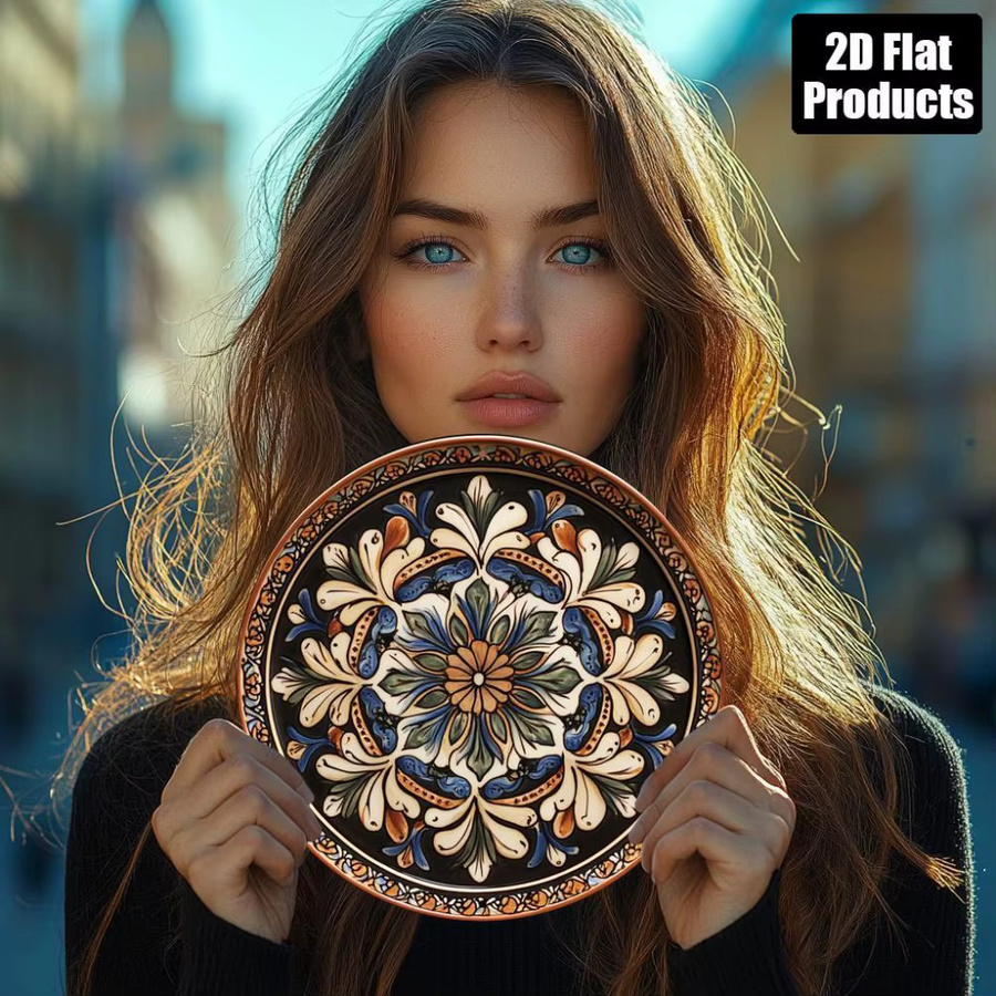 Rundes Aluminiumschild CIFBUY mit Mandala-Blumen-Design in Multicolour, Retro-Deko aus Metall, Durchmesser: 20 cm - Bild 5