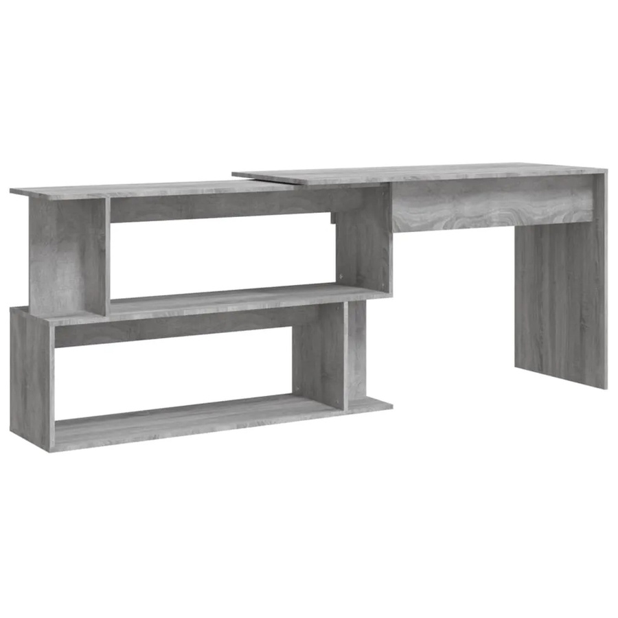 vidaXL Eckschreibtisch in Grau Sonoma aus Holzwerkstoff, B/T/H: 200 x 50 x 76 cm - Bild 2
