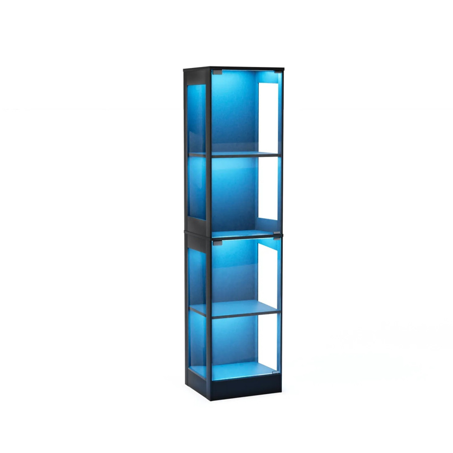 PXloue Glasvitrine Schwarz mit LED-Beleuchtung und Sicherheitsglas, B/T/H: 40 x 35 x 165 cm - Bild 2