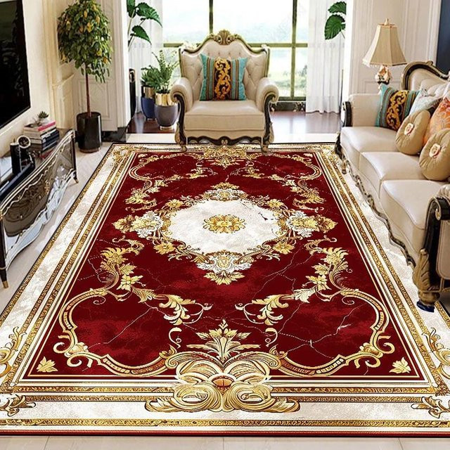 Karpetti Teppich mit floralem Retro-Design in Rot, weich und rutschfest, für Wohnzimmer und Schlafzimmer, B x T: 200 x 300 cm - Bild 1