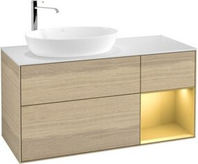 V&B Waschtischunterschrank Finion in Weiß mit Eichenregal, Breite: 120 cm, Tiefe: 50,1 cm, Höhe: 50,1 cm - Bild 1