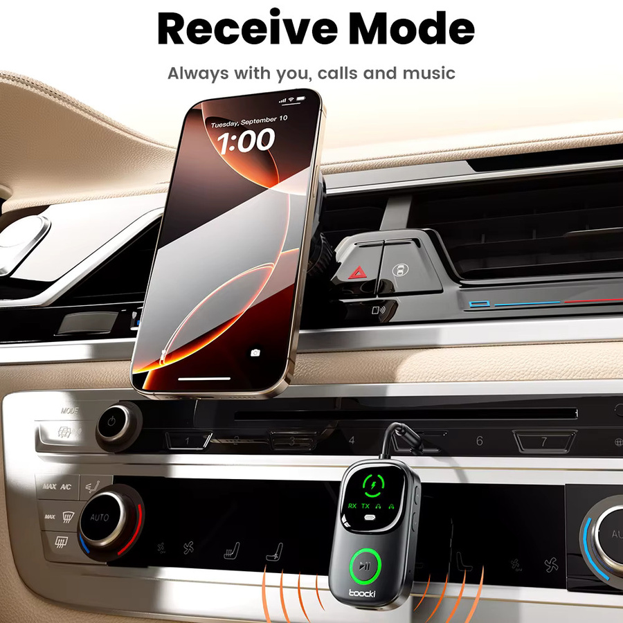 Toocki Bluetooth 5.4 Audio-Empfänger und Sender 2-in-1 Adapter in Schwarz mit 3,5 mm AUX Anschluss für TV, Kopfhörer und Auto - Bild 3