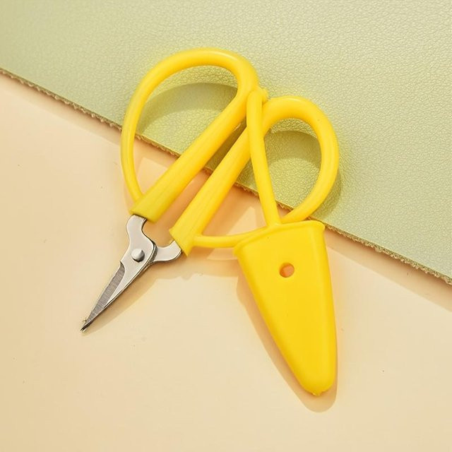 SZwatch Mini-Schere mit Silikonüberzug in Gelb, tragbare Stickschere und Fadenabschneider aus Edelstahl mit Sicherheitsspitze zum Nähen und Basteln - Bild 1