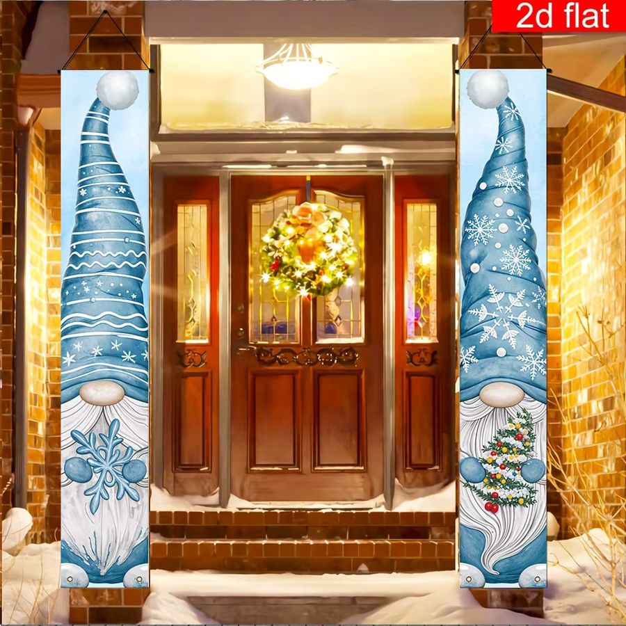 VIKAMA Weihnachts-Banner mit blauem Zwerg-Logo zur Dekoration für dein Gateway, Blau, B/H: 180 x 30 cm - Bild 5