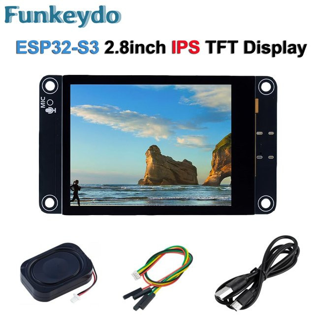 FUNKEYDO ESP32-S3 Development Board mit 2,8 Zoll IPS TFT Touchscreen LCD Modul in Schwarz, unterstützt Wi-Fi, Bluetooth und Xiaozhi AI für Arduino IDE und LVGL - Bild 1