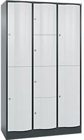 C+P Kombi-Schließfachschrank Resisto mit 3 Abteilen und 8 Fächern, Anthrazitgrau/Lichtgrau, B/T/H: 114,8 x 54,0 x 195,0 cm - Bild 1