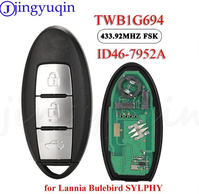 Kuttery Smart Remote Key Fob TWB1G694 3BTN 433 MHz ID46 Proximity Keyless Key für Nissan Lannia Sentra NV200 Bluebird Sylphy Versa, Schwarz - Bild 1