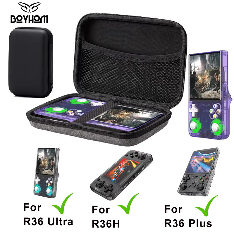 BOYHOM Tragetasche für R36 Ultra Retro-Konsole, Stoßfeste Aufbewahrungstasche und Schutzhülle für R36H PLUS, Schwarz - Bild 2