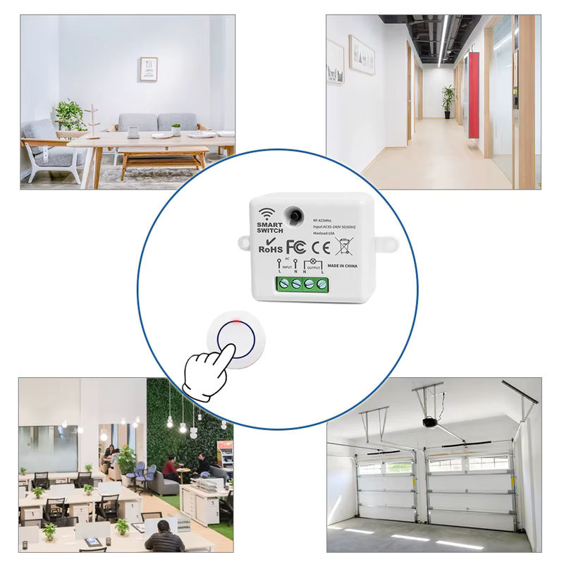 GGBEE Drahtlose Fernbedienung Lichtschalter 433 MHz mit 10A Relais Controller als rundes Wandpanel für LED Beleuchtung - Bild 2