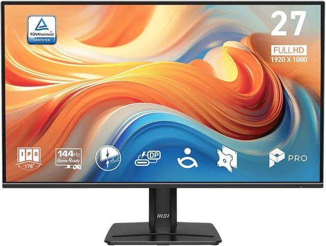 MSI PRO MP272 E14C 27 Zoll FHD IPS Monitor 144 Hz Schwarz mit HDMI, DisplayPort und USB-C - Bild 1