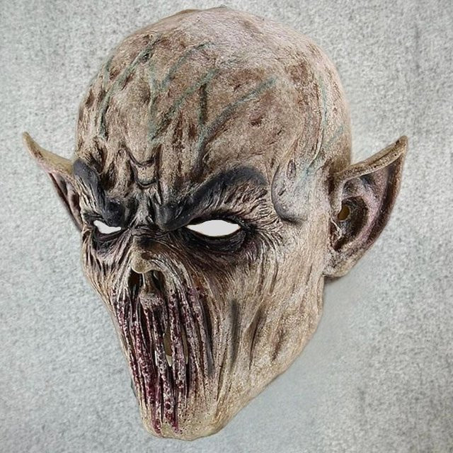 Kingglory Mouthless Alien Horror Maske, Latex Kopfbedeckung, Grau - Bild 1