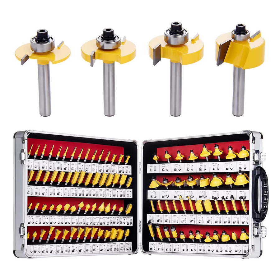 Podofo Fräser-Bit-Set 100-teilig mit 1/4 Zoll Schaft aus Hartmetall für Holz- und Metallbearbeitung - Bild 3