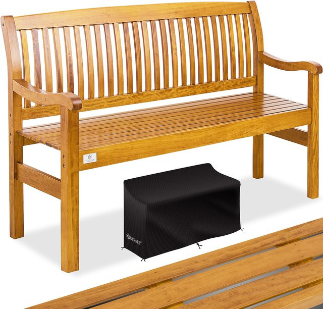 KESSER Gartenbank aus Massivholz in Braun mit Wetterschutzcover, wetterfeste Holzbank für Garten, Balkon und Terrasse, belastbar bis 320 kg - Bild 1