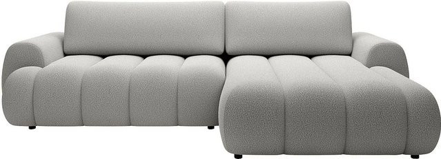 Vente-unique Schlafsofa Fridora in Hellgrau mit L-Form und Stoffbezug - Bild 1