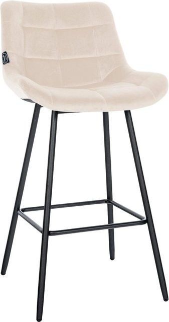 DELUKE Barhocker VISEN Barstuhl mit Lehne aus Samt in Creme mit Steppmuster, B/T/H: 49 x 56 x 104 cm - Bild 1