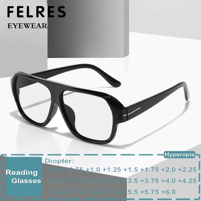 FELRES Lesebrille, Unisex, Vollrand, Square, Kunststoff, Schwarz - Bild 1