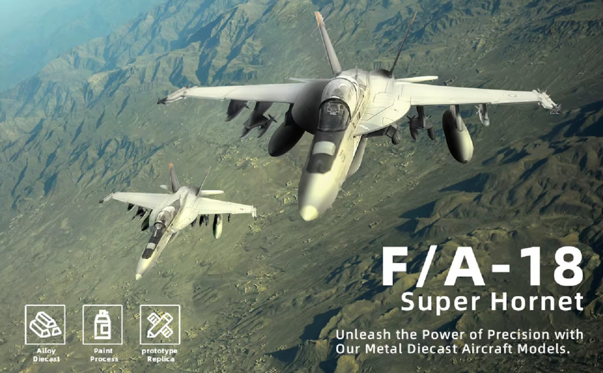 ZOCO US Air Force F-A-18 Super Hornet, Flugzeug Modell, 1:72, Metall - Bild 4