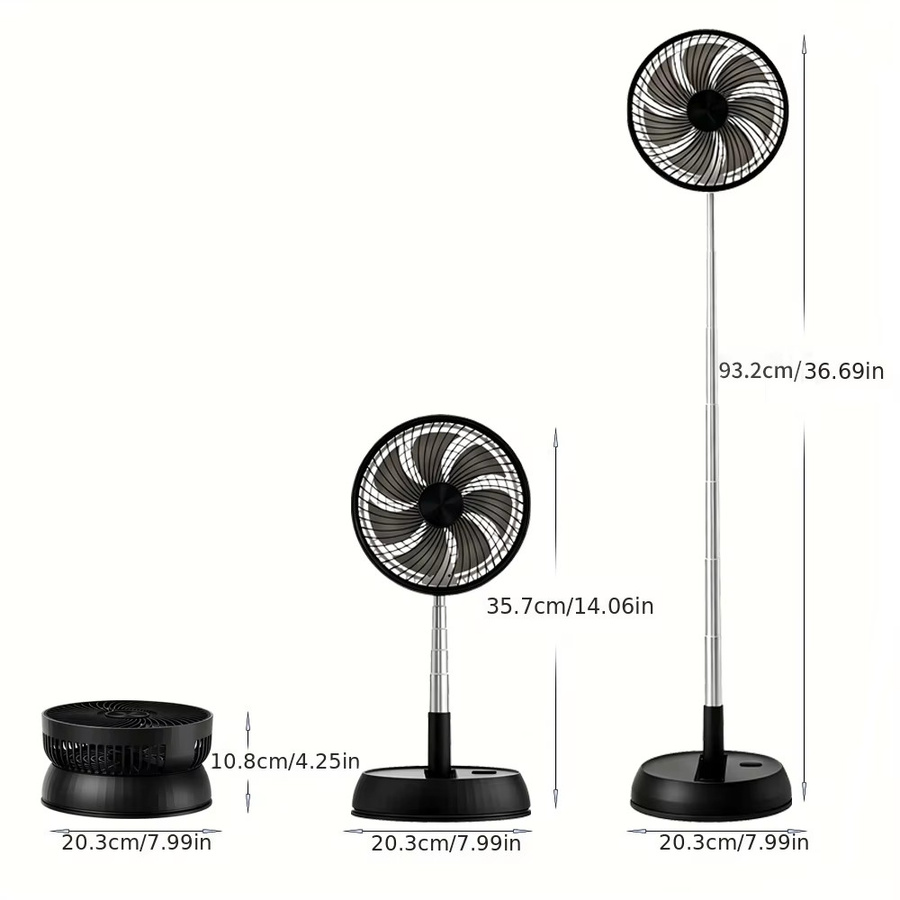 TENGKESi Faltbarer Tischventilator mit Fernbedienung, leise, zeitgesteuert und Rotation, Schwarz - Bild 2