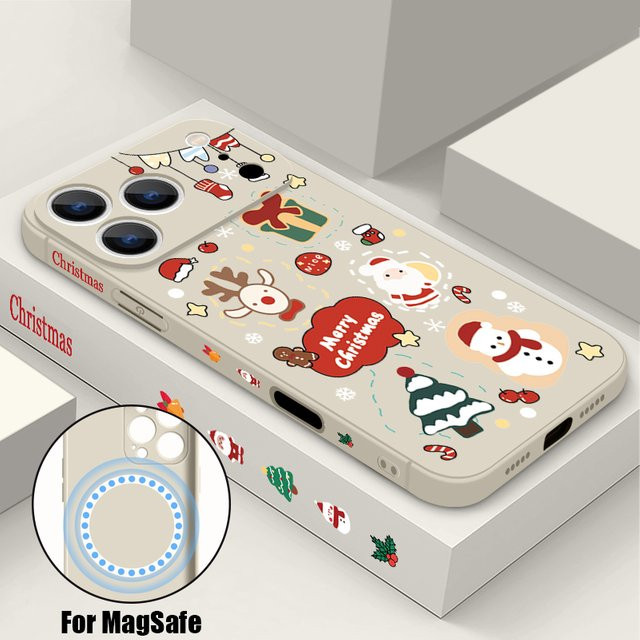 MOESOE Handyhülle mit Weihnachtsmuster für iPhone 12 bis 17 Pro Max und Air, magnetisch für MagSafe Wireless Charging, weiche TPU-Abdeckung, Multicolor - Bild 1