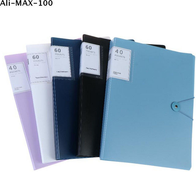 AyS A4 Dokumentenmappe aus transparentem PP mit 60 oder 100 Fächern in Blau für Schule und Büro - Bild 1