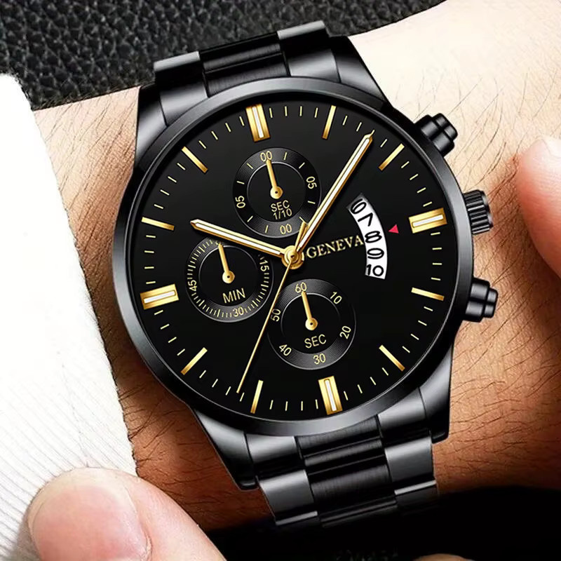 DEYROS Armbanduhr Edelstahl, Quarz, Schwarz, Datum, Herren - Bild 4
