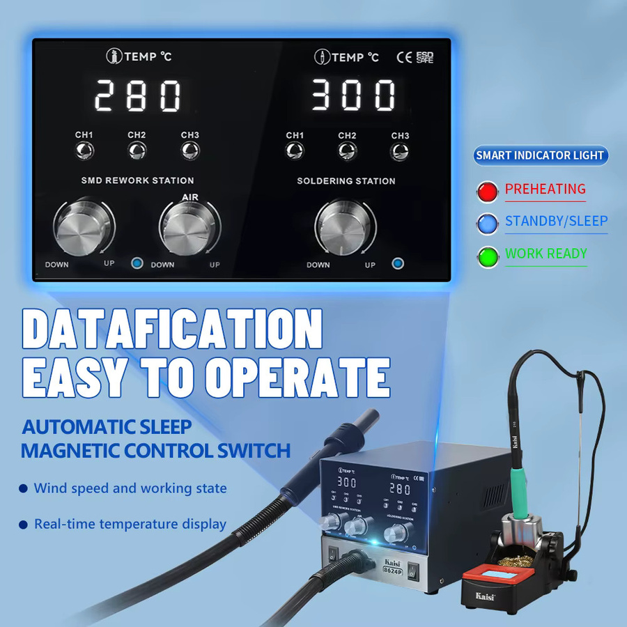 Kaisi 8624P 2 in 1 Lötstation und Heißluftstation mit 800 W für BGA SMD PCB Reparaturen - Bild 6