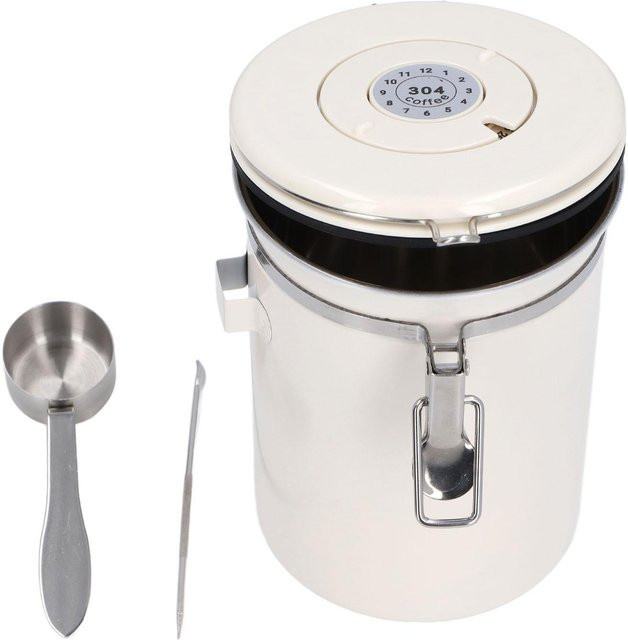 Luftdichter Kaffeebehälter aus 304 Edelstahl von CosyHome mit Kaffeekunst-Stift, Weiß, 1,8 l - Bild 1