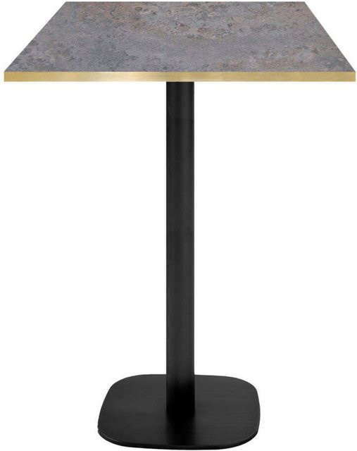 RestooTab Stehtisch Round quadratisch mit antikfarbener Metallplatte und schwarzem Gestell, Farbe: Schwarz/Gold/Grau, B/T/H: 60 x 60 x 113 cm - Bild 1