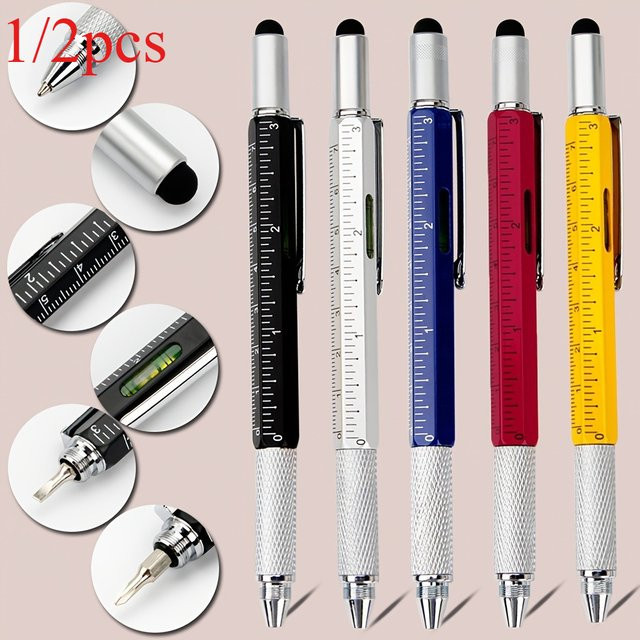 7-in-1 Stylus-Stift in sechseckiger Form mit Metallgehäuse und Tinte, Multicolour, kompatibel mit kapazitiven Touchscreens - Bild 1