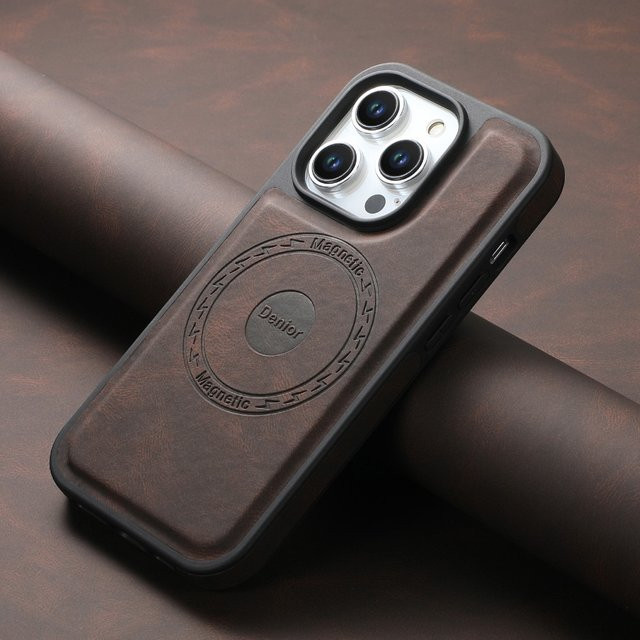 Vintage Lederhülle für Apple iPhone 16 15 14 13 12 Pro Max Plus mit MagSafe Magnetfunktion in Braun - Bild 1