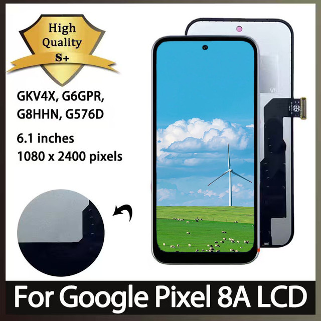 Google Pixel 8a TFT LCD Display-Bildschirm mit Touchscreen-Digitizer-Baugruppe in Schwarz - Bild 1