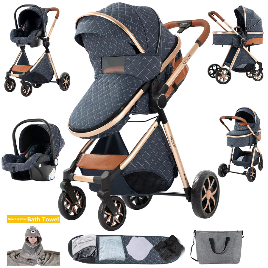 Prokoke 3-in-1 Baby-Reisesystem Kinderwagen Set in Blau mit Babywanne, Buggy und Autositz - Bild 8