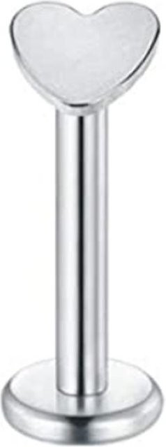 YULIN Piercing Stecker, Edelstahl, Herz Stern, Silber, Unisex, 1.2x8mm - Bild 1
