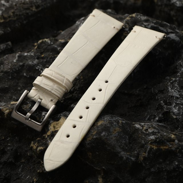 Raystray Uhrenarmband Krokodilleder, Leder, Weiß, Herren, 20 mm x 16 mm - Bild 1