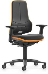 Bimos Arbeitsstuhl XXL Supertec in Orange und Schwarz mit Armlehnen und Rollen - Bild 1