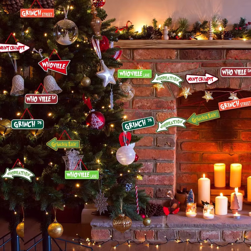 Greench Whoville Weihnachtsbaumschmuck Set aus Papierkarten mit Lettering, 16 Stück, Mehrfarbig - Bild 6