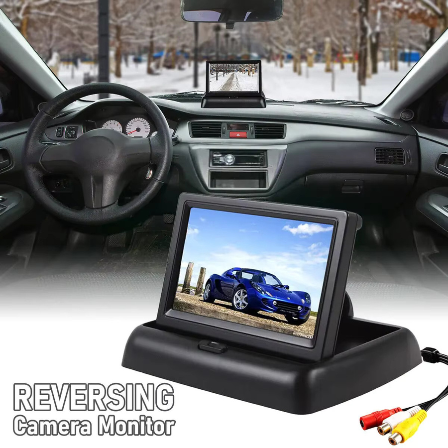 QueenDer Auto Backup Monitor Kamera Kit mit 4,3 Zoll faltbarem TFT LCD Bildschirm und Nachtsichtkamera in Schwarz - Bild 4