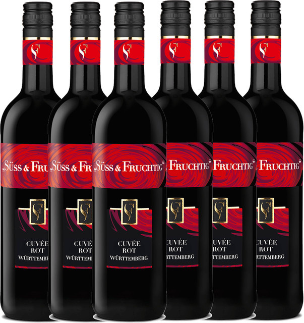 Württembergische WZG Süss & Fruchtig Cuvée Rot Qualitätswein süß 6 x 0,75 l - Bild 1