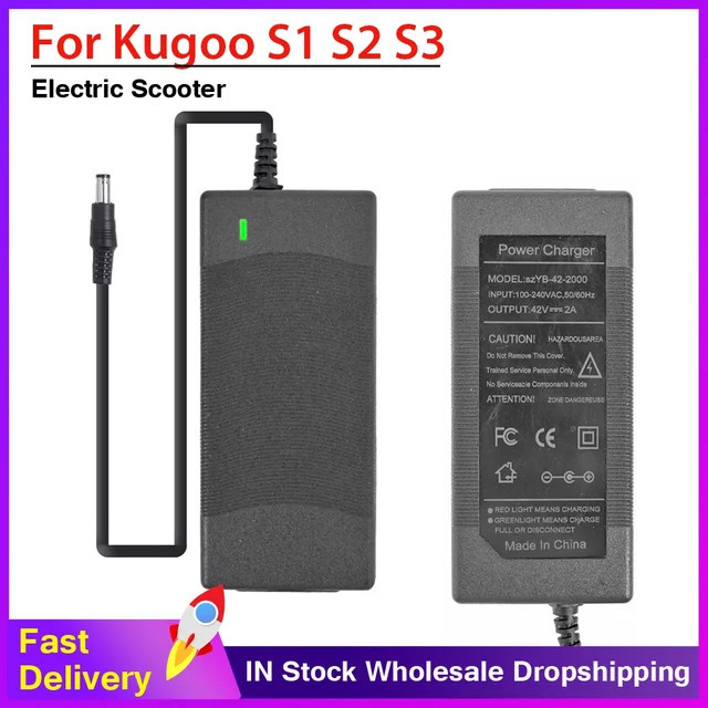 Kugoo Schnelles Ladegerät für elektrische Roller mit 42V 2Ah und Barrel-Plug in Schwarz - Bild 1
