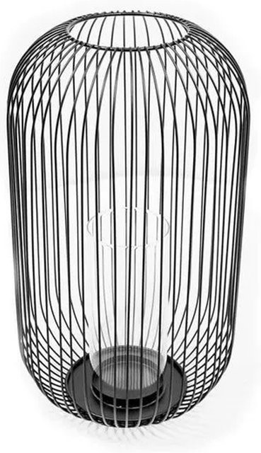 Frank Flechtwaren Windlicht Atmosfera Schwarz aus Metall und Glas, Höhe: 41 cm, Breite: 24 cm - Bild 1