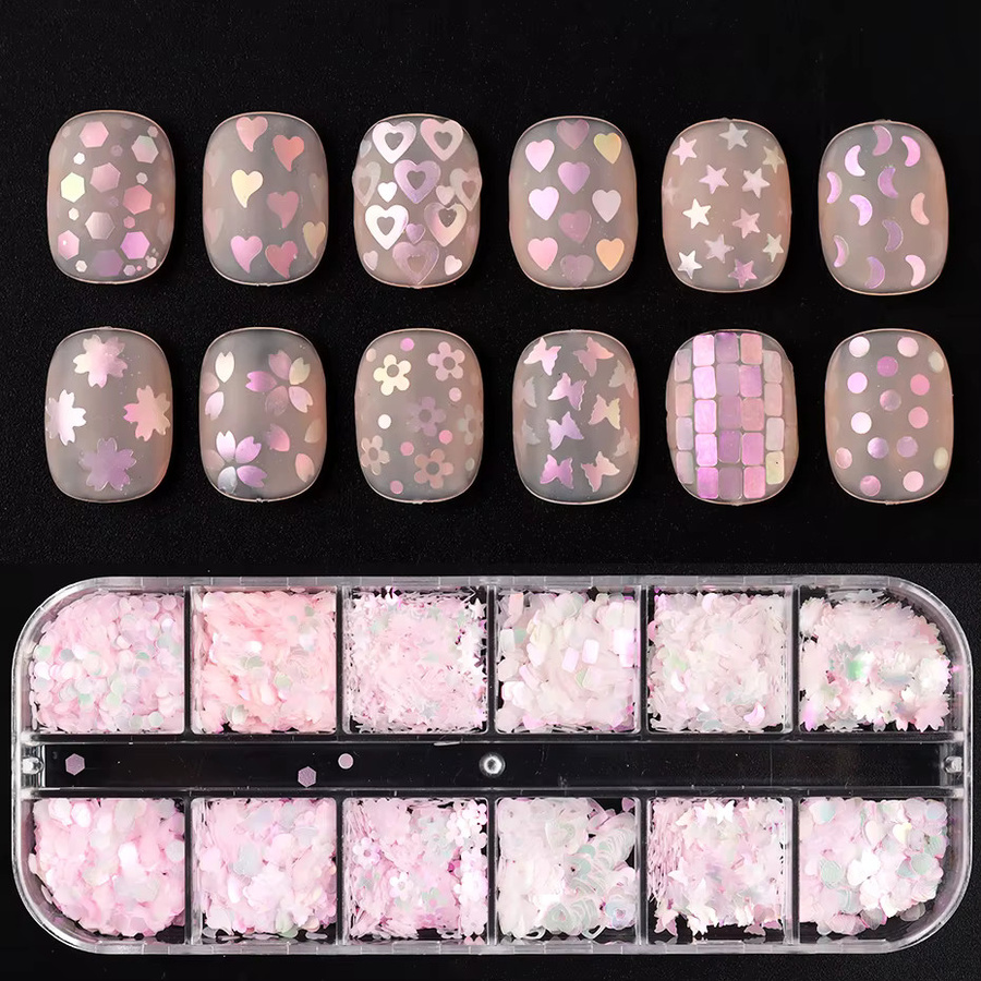 Full Beauty Nagelpailletten, Rosa, Schimmernd, 12er-Set - Bild 3