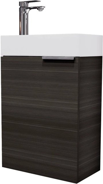 Planetmöbel Waschtisch Anthrazit mit Keramikwaschbecken und Soft-Close-Türen, Wandmontage, Breite: 40 cm - Bild 1