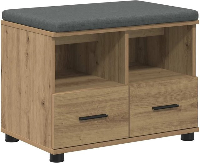 vidaXL Flurbank mit Kissen und Schuhregal in Artisan-Eiche, B/T/H: 60 x 38 x 46 cm - Bild 1