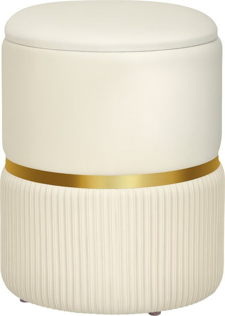 HOMCOM Pouf Fußhocker mit Stauraum aus Cordvelours in Beige, modernes Design, B/T/H: 36 x 36 x 44 cm - Bild 1