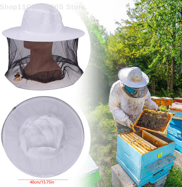 Homeclub Store Bienensicherer Schutzhut mit Insekten-Mesh-Maske und Schleier in Weiß, Durchmesser: 40 cm - Bild 1